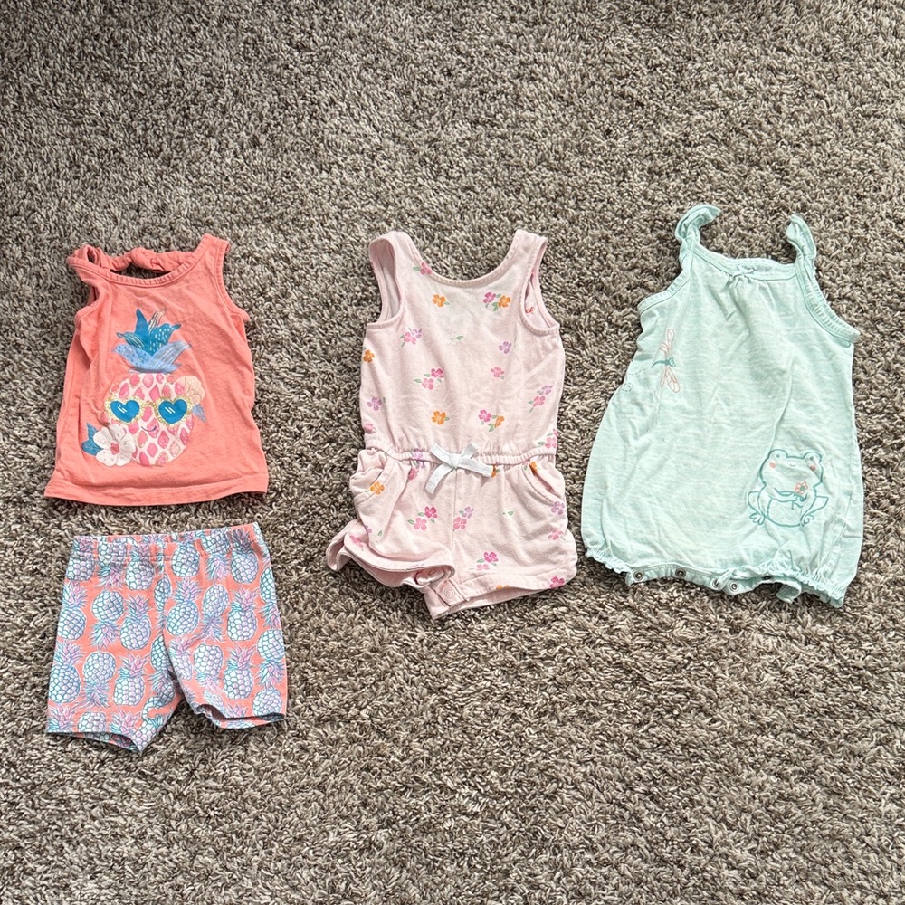 Set of Three Baby Rompers and Shorts